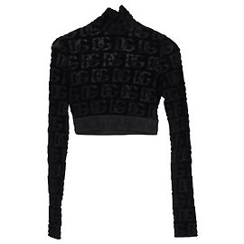 Top Corto DG-Logo en Jacquard de Algodón Negro de Dolce & Gabbana Negro