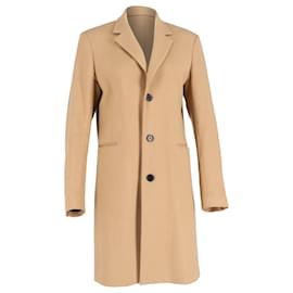 Sandro-Sandro Single-Breasted Coat in Beige Wool-Beige