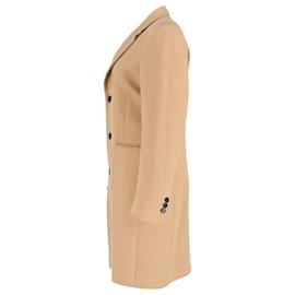 Sandro-Sandro Single-Breasted Coat in Beige Wool-Beige