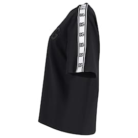 Dolce & Gabbana-Dolce & Gabbana Logo Tape T-Shirt in Black Cotton-Black