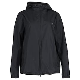 Dolce & Gabbana-Dolce & Gabbana Full Zip Logo Plaque Hooded Jacket in Black Nylon-Black