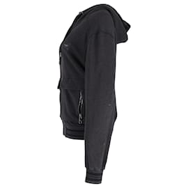 Dolce & Gabbana-Dolce & Gabbana Zipped Hooded Jacket in Dark Grey Cotton-Grey