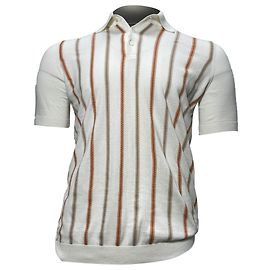 Polo rayé Brunello Cucinelli en coton blanc Autre