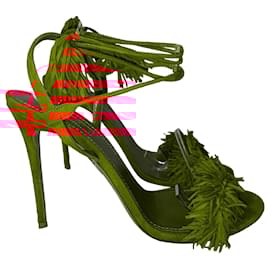 Aquazzura-Aquazzura Wild Thing 105 Sandals in Orange Suede-Orange