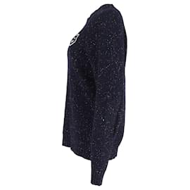 Moschino-Moschino Logo Patch Sweater in Navy Blue Wool-Blue,Navy blue