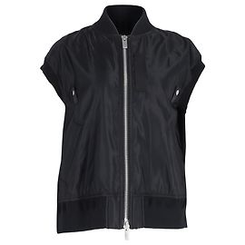 Sacai kurzärmlige Weste mit Reißverschluss aus schwarzem Nylon Schwarz
