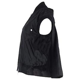 Sacai- Sacai Zipped Short Sleeve Vest in Black Nylon-Black