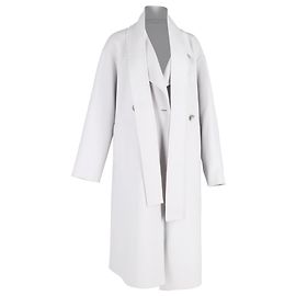 Joseph Belted Double-Breasted Coat in White Wool White