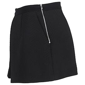 Sandro- Sandro Paris Patterned A-Line Skorts in Black Wool-Black