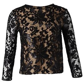 Diane Von Furstenberg Belle Lace Top in Black Rayon Black