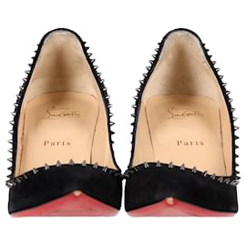 Christian Louboutin-Christian Louboutin Anjalina Pumps in Black Suede-Red,Dark red