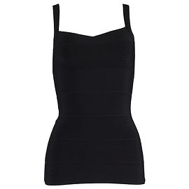 Herve Leger Top Bandage a Collo Quadrato in Rayon Nero Nero