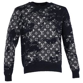 Pullover in lana blu navy Monogram LV 2021 di Louis Vuitton Blu Blu navy