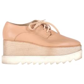 Stella Mc Cartney- Stella Mccartney Elyse Lace-Up Platform Shoes in Nude Leather-Brown,Flesh