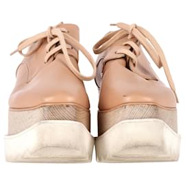 Stella Mc Cartney- Stella Mccartney Elyse Lace-Up Platform Shoes in Nude Leather-Brown,Flesh