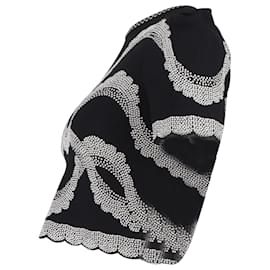 Alexander Mcqueen-Alexander Mcqueen Printed Scallop Crop Top in  Black Viscose-Black