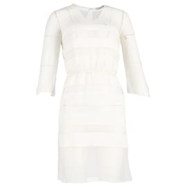 Dior-Dior Chiffon Sequin Cocktail Mini Dress in White Silk-White,Cream