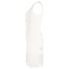 Dior-Dior Chiffon Sequin Cocktail Mini Dress in White Silk-White,Cream