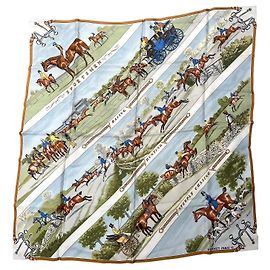 Sciarpa di seta Hermès Sportsmen Blu Blu
