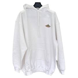 Balenciaga-Balenciaga Cotton Pullover Print Hoodie-White