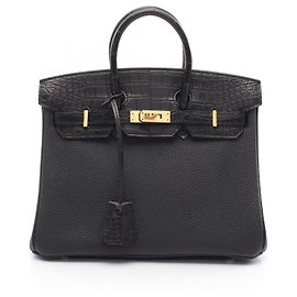 Hermès Hermes Birkin 25 Touch Handbag Togo Alligator Black