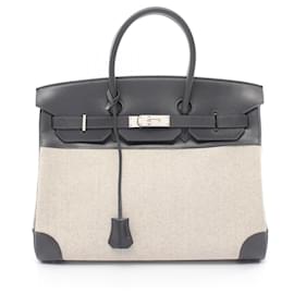 Hermès-Sac à main Hermès Birkin 35 gris ivoire-Gris