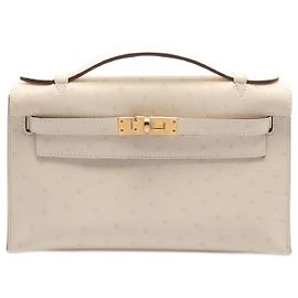 Hermès Hermes Mini Kelly Ostrich Handbag Ivory White