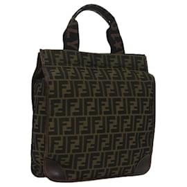 Fendi-Sac à main en toile Zucca FENDI marron noir or Auth ar12836-Marron,Noir,Doré