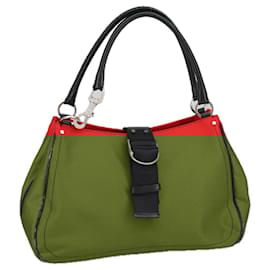 Christian Dior-Christian Dior Hardcore Shoulder Bag Canvas Silver Red Auth 100209-Silvery,Red