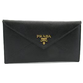 Prada Saffiano Leather Zip Long Wallet 1MF175 Black
