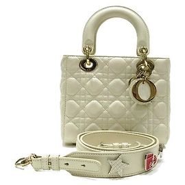 Dior Lady Dior Lambskin Handbag M0538OCAL White
