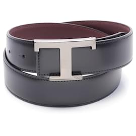 Tod's-Tod's Timeless Leather Belt Black/Bordeaux-Black