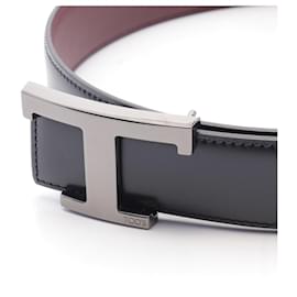 Tod's-Tod's Timeless Leather Belt Black/Bordeaux-Black