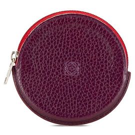 Loewe Leather Anagram Logo Round Coin Case Purple