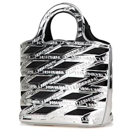 Balenciaga-Balenciaga Neo Basket Patent Leather Handbag-Silvery