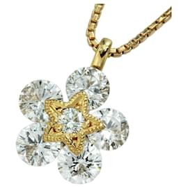 Autre Marque-K18YG Diamond Star Motif Necklace-Golden