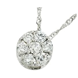 Autre Marque-Diamond Necklace Pt850/K18WG 7P-Silvery