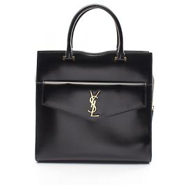 Yves Saint Laurent Leather Uptown Handbag Black