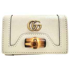 Gucci Bamboo Leder Schlüsseletui Weiß