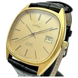 Omega De Ville Quartz Watch Gold Dial Black