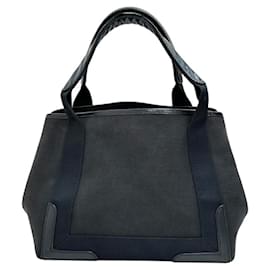 Balenciaga-Balenciaga Navy Cabas S Tote Bag Cotton Canvas/Calf-Black