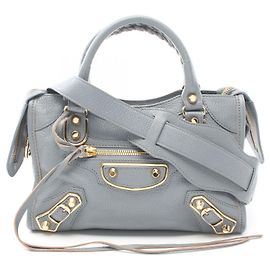 Balenciaga Classic Metallic Edge Mini City Leather Handbag Blue