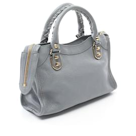 Balenciaga-Balenciaga Classic Metallic Edge Mini City Leather Handbag-Blue