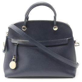 Bolsa de couro Furla Piper S azul marinho Azul