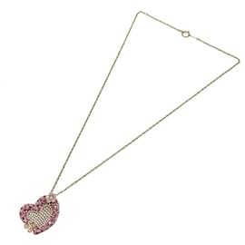 Autre Marque-K18YG Heart Necklace Sapphire Ruby Diamond-Golden