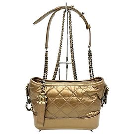 Chanel Gabrielle Small Hobo Leather Bag Bronze