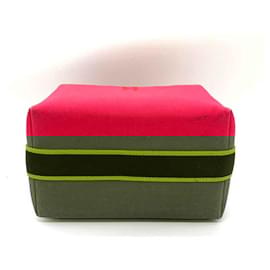 Hermès-Hermes Canvas Handbag Hibiscus Pink Multicolor-Pink