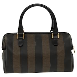 Fendi-Sac à main en toile Pecan FENDI marron noir or Auth 100100-Marron,Noir,Doré
