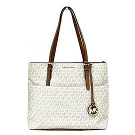 Michael Kors Leather MK Tote Bag White