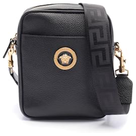 Versace-Versace Medusa Leather Shoulder Bag-Black